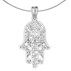 14K oder 18K Gold Hamsa mit Chai-Anhänger