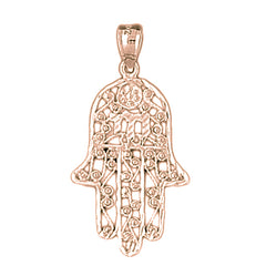 14K or 18K Gold Hamsa with Chai Pendant