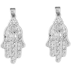 Sterling Silver 34mm Hamsa Earrings