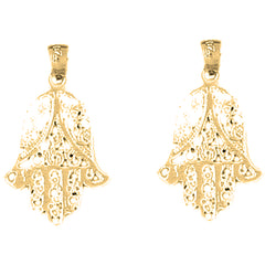 14K or 18K Gold 26mm Hamsa Earrings