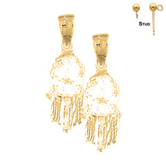 Sterling Silver 24mm Hamsa Earrings (White or Yellow Gold Plated)