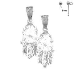 Sterling Silver 24mm Hamsa Earrings (White or Yellow Gold Plated)