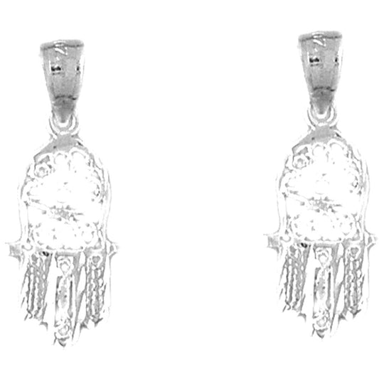 14K or 18K Gold 24mm Hamsa Earrings