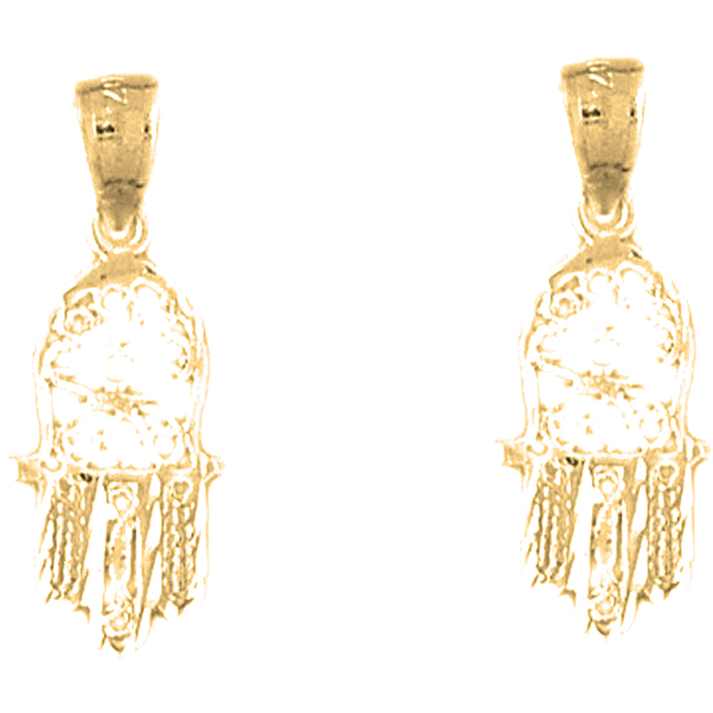 14K or 18K Gold 24mm Hamsa Earrings