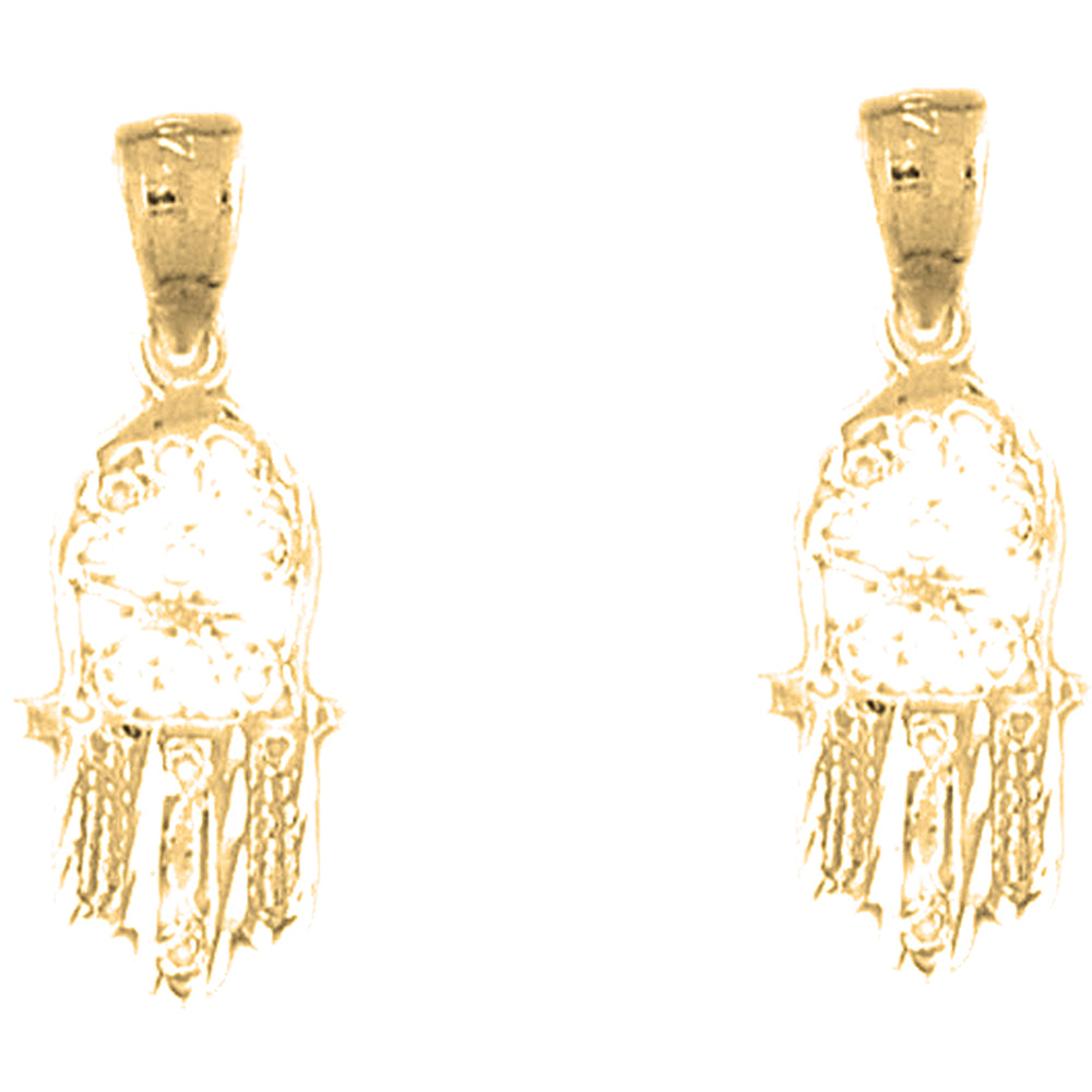 Yellow Gold-plated Silver 24mm Hamsa Earrings