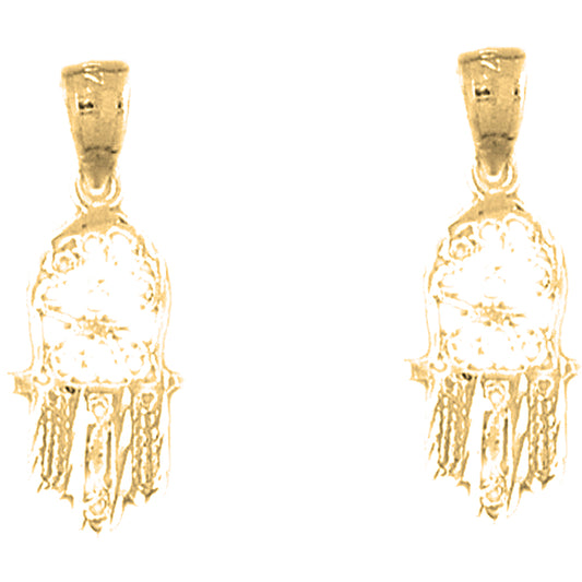 Yellow Gold-plated Silver 24mm Hamsa Earrings