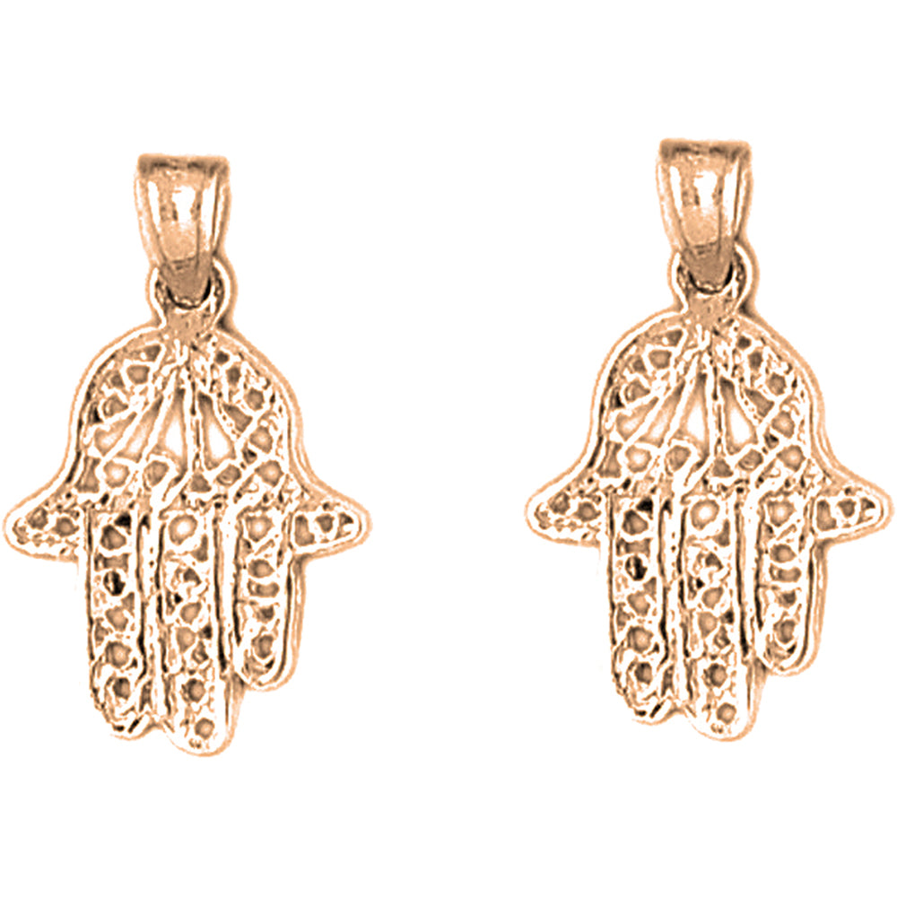 14K or 18K Gold 22mm Hamsa Earrings