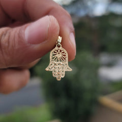 14K oder 18K Gold Hamsa Anhänger