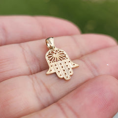 14K or 18K Gold Hamsa Pendant