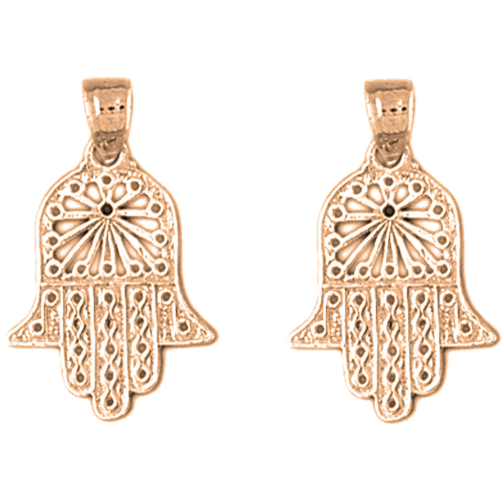 14K or 18K Gold 22mm Hamsa Earrings