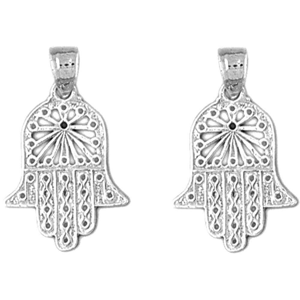 Sterling Silver 22mm Hamsa Earrings