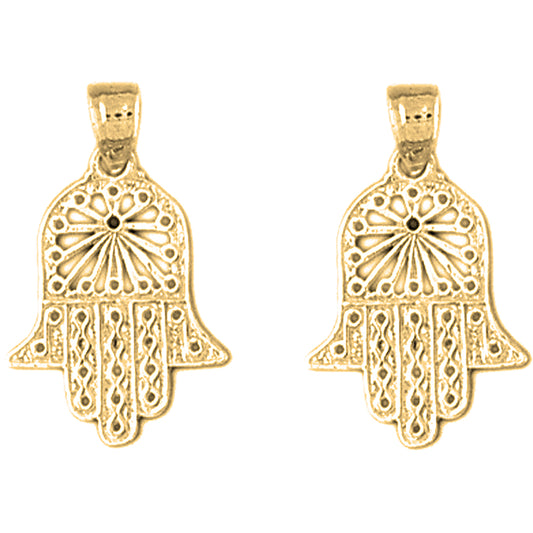 14K or 18K Gold 22mm Hamsa Earrings