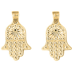 14K or 18K Gold 22mm Hamsa Earrings