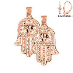 14K oder 18K Gold Hamsa mit Chai Ohrringen