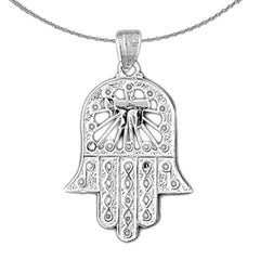 14K oder 18K Gold Hamsa mit Chai-Anhänger