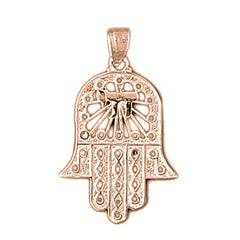 14K or 18K Gold Hamsa with Chai Pendant