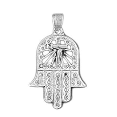 14K or 18K Gold Hamsa with Chai Pendant