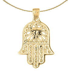 14K oder 18K Gold Hamsa mit Chai-Anhänger