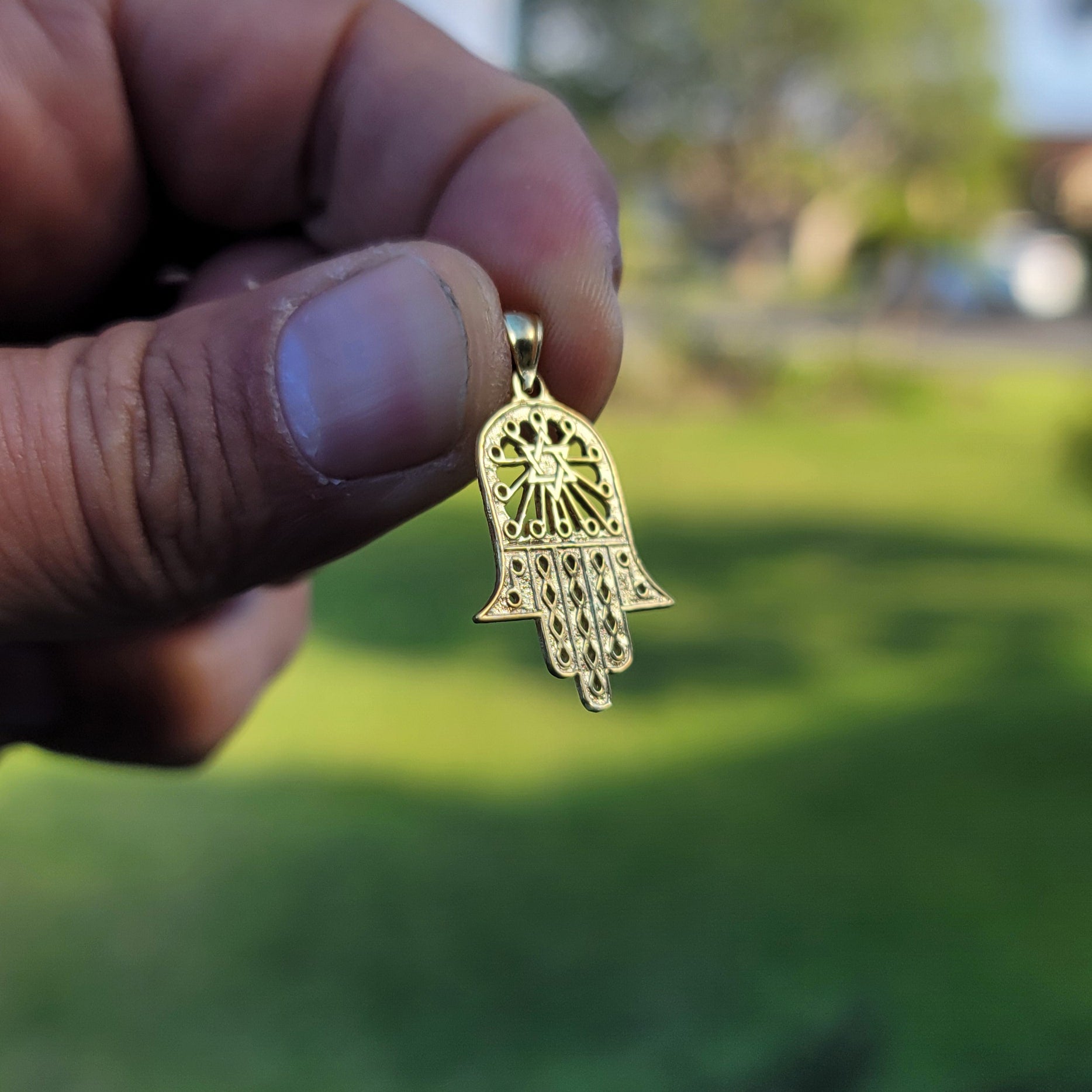 14K or 18K Gold Hamsa & Star of David Pendant