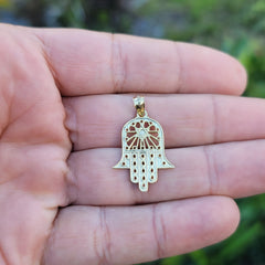 14K or 18K Gold Hamsa & Star of David Pendant