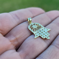 14K oder 18K Gold Hamsa &amp; Davidstern Anhänger