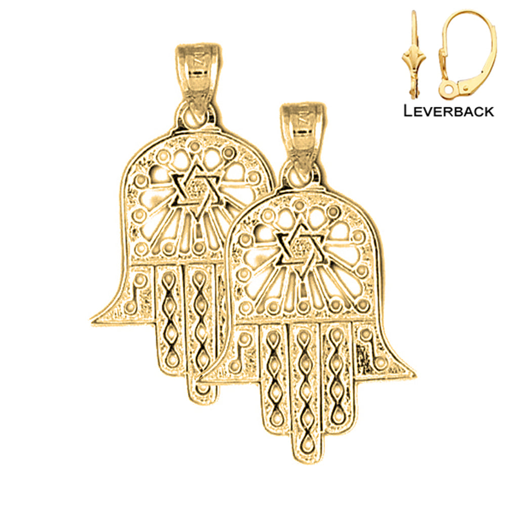 14K oder 18K Gold Hamsa &amp; Davidstern Ohrringe