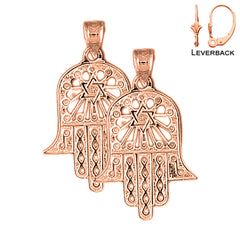 Pendientes Hamsa y Estrella de David de Oro de 14K o 18K