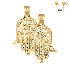 Sterling Silver 30mm Hamsa & Star of David Earrings (White or Yellow Gold Plated)