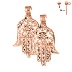 Pendientes Hamsa y Estrella de David de Oro de 14K o 18K