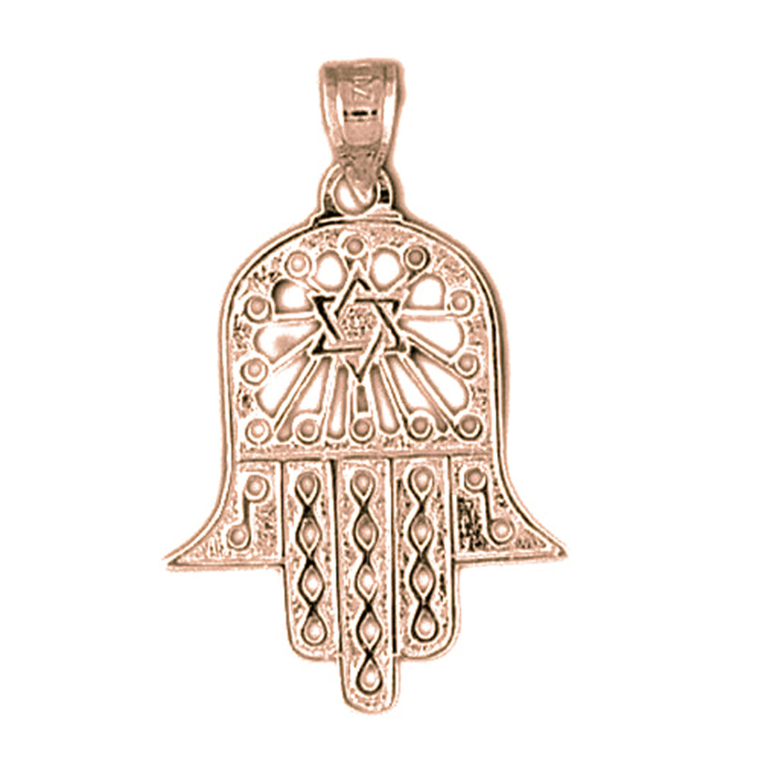 14K or 18K Gold Hamsa & Star of David Pendant