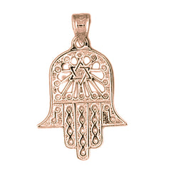 14K or 18K Gold Hamsa & Star of David Pendant