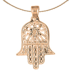 14K oder 18K Gold Hamsa &amp; Davidstern Anhänger