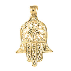 14K or 18K Gold Hamsa & Star of David Pendant