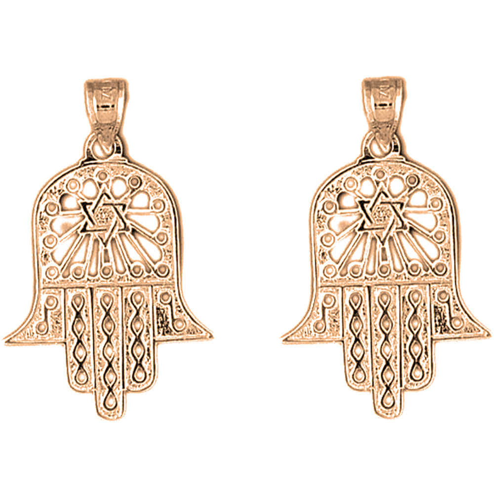 14K or 18K Gold 30mm Hamsa & Star of David Earrings