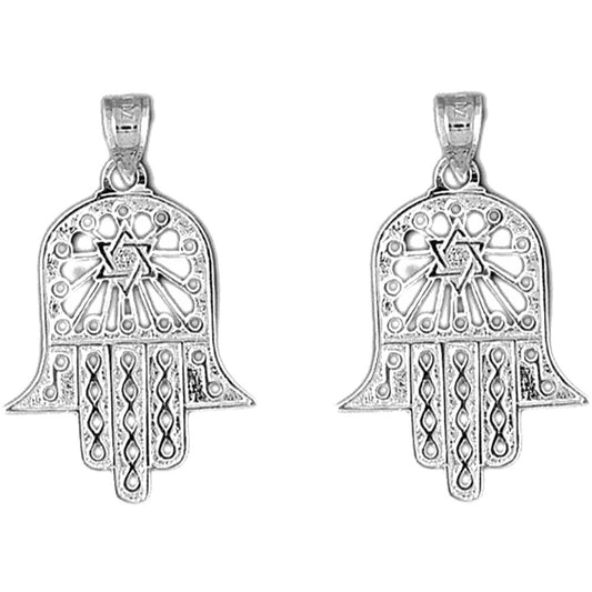 14K or 18K Gold 30mm Hamsa & Star of David Earrings