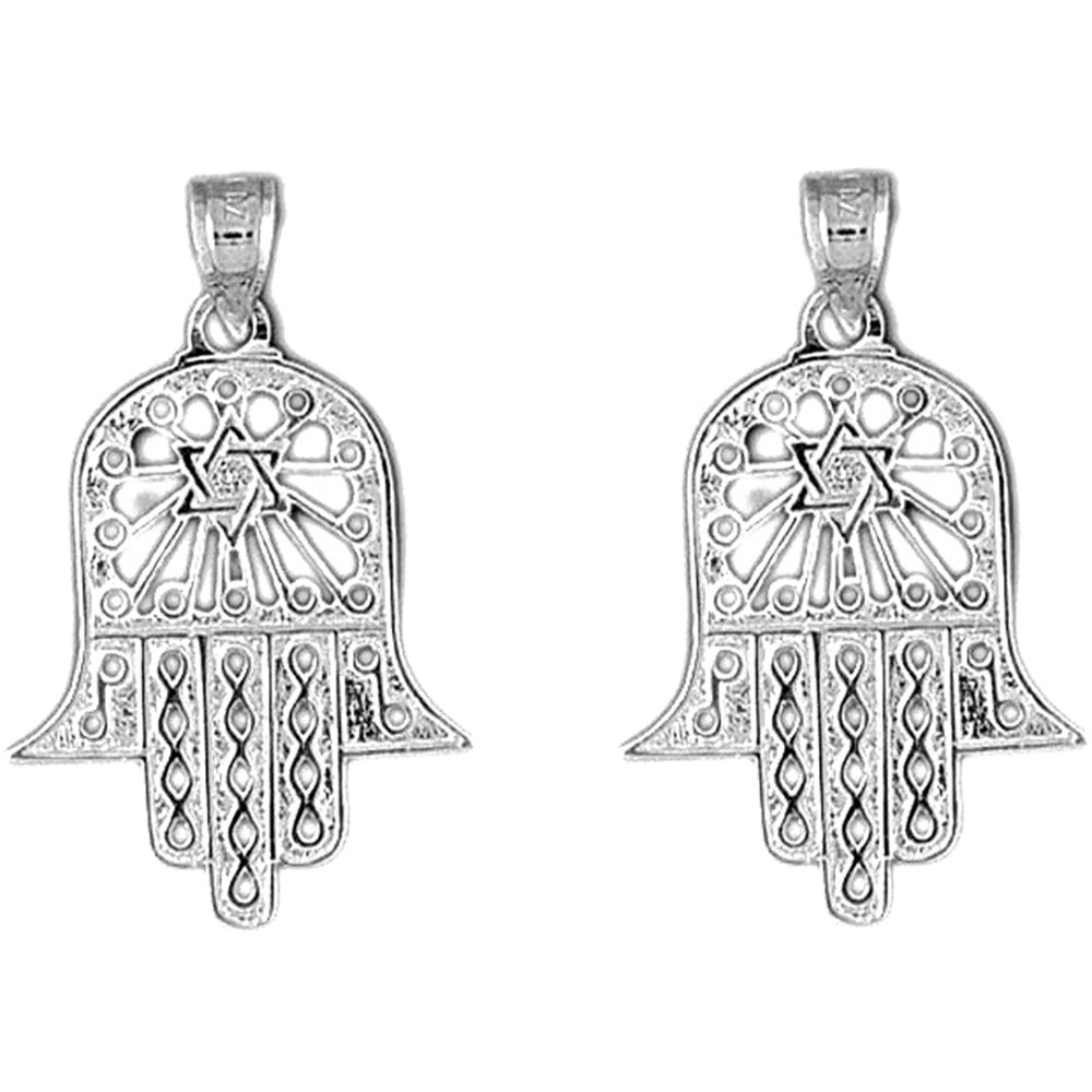 Sterling Silver 30mm Hamsa & Star of David Earrings