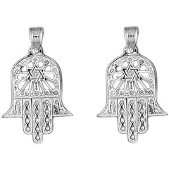 Sterling Silver 30mm Hamsa & Star of David Earrings