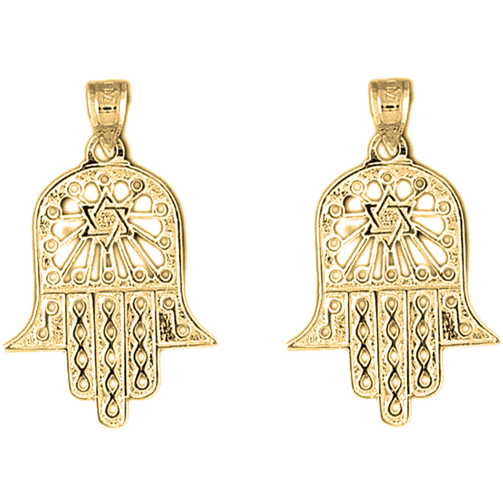 14K or 18K Gold 30mm Hamsa & Star of David Earrings