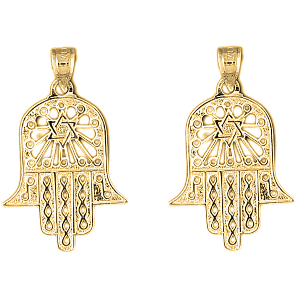 Yellow Gold-plated Silver 30mm Hamsa & Star of David Earrings