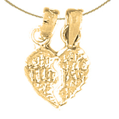 14K or 18K Gold Breakable Heart Mizpah Pendant