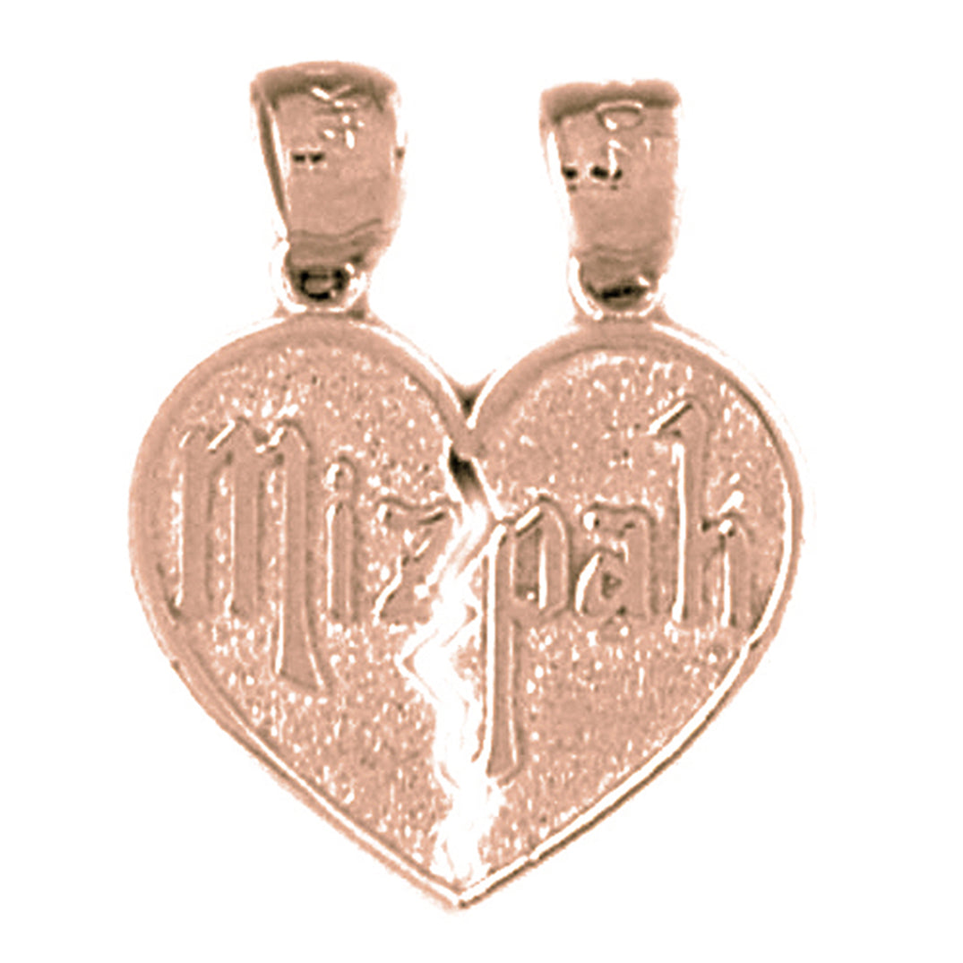 14K or 18K Gold Breakable Heart Mizpah Pendant