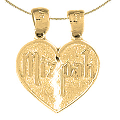 Zerbrechlicher Mizpah-Herzanhänger aus 14 Karat oder 18 Karat Gold