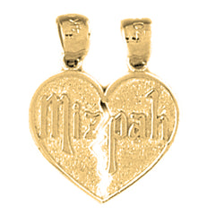 14K or 18K Gold Breakable Heart Mizpah Pendant