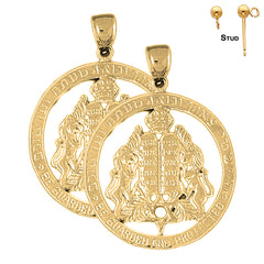 Sterling Silver 44mm Ten Commandments Earrings (White or Yellow Gold Plated)