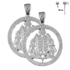 Sterling Silver 44mm Ten Commandments Earrings (White or Yellow Gold Plated)