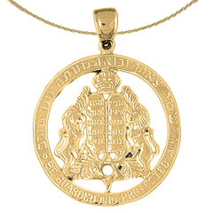 10K, 14K or 18K Gold Ten Commandments Pendant