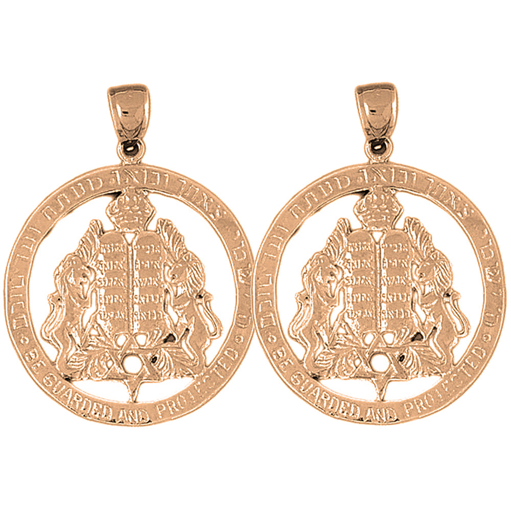 14K or 18K Gold 44mm Ten Commandments Earrings