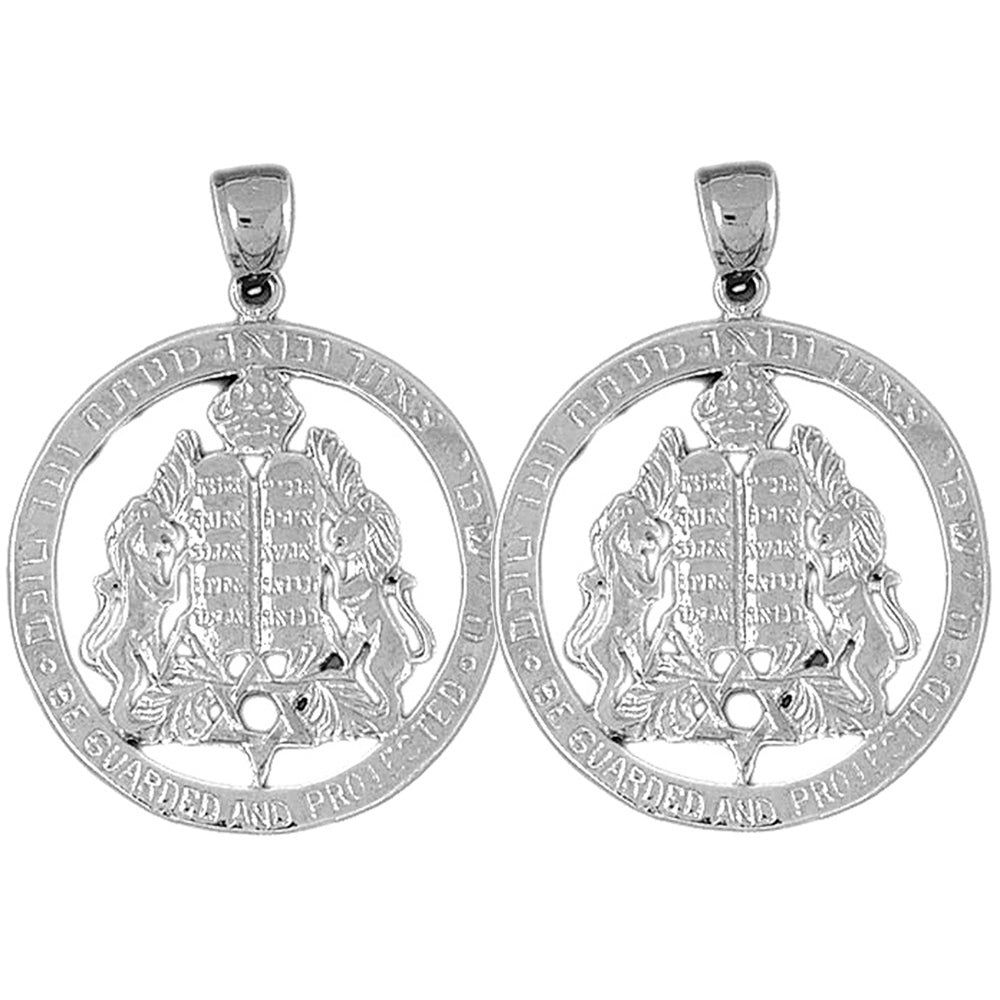 Sterling Silver 44mm Ten Commandments Earrings