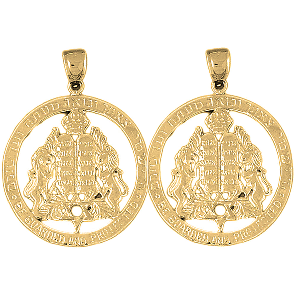 14K or 18K Gold 44mm Ten Commandments Earrings