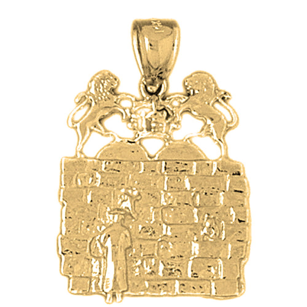 10K, 14K or 18K Gold Wailing Wall Pendant